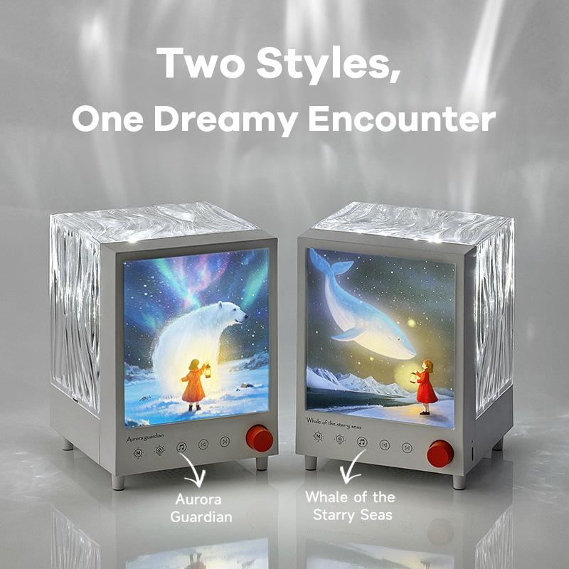 Aurora Box Projector Night Light Bluetooth Ambient Light With White Noise Stepless Dimming Beside Lamp For Bedroom Decor