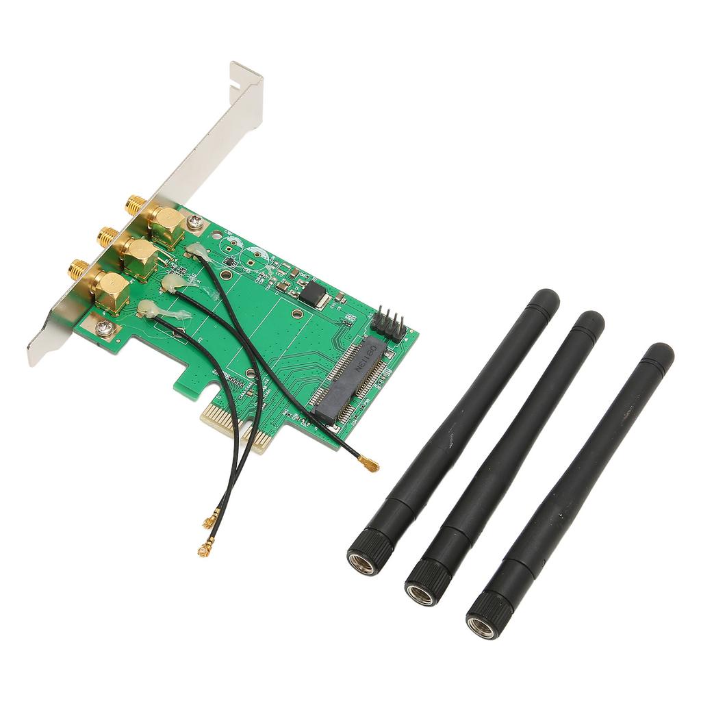Mini PCIE To PCIE Adapter Card PCIE Network Card Adapter Three Antenna Network Expansion Card for Desktop Computers