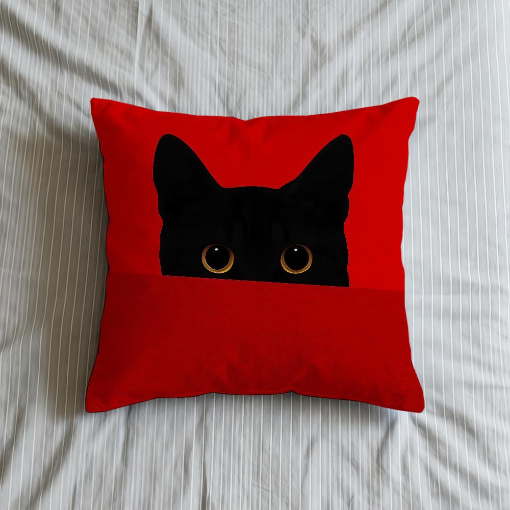 Cushion Cute Cover Soft Case Sofa Living Room Black Cat Home Fashion Comfortable Office Decor Cartoon Protective Pillow Covers