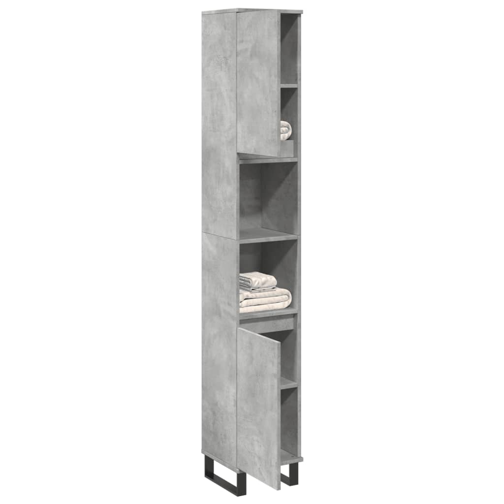 Bathroom Cabinet Concrete Grey 30x30x190 cm Particleboard