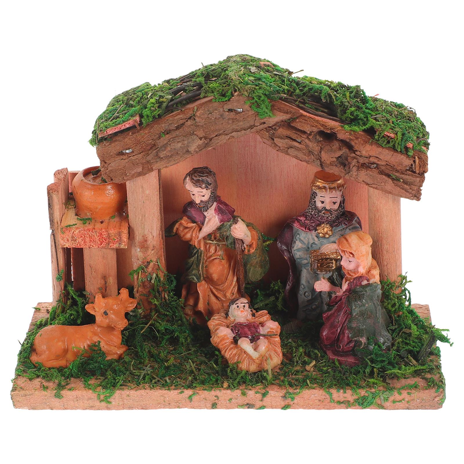 

1 Set Vivid Statue Ornament Manger Figurine Indoor Religious Adornment