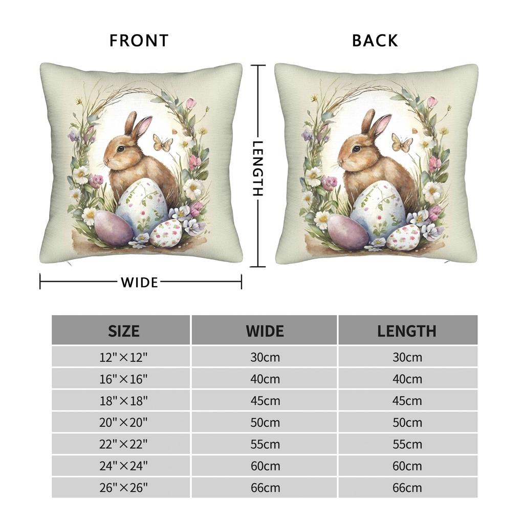 Spring Easter Bunny Eggs Square Pillow Covers Polyester Home Cushion Case Cute Decorative Pillow Cover 40*40