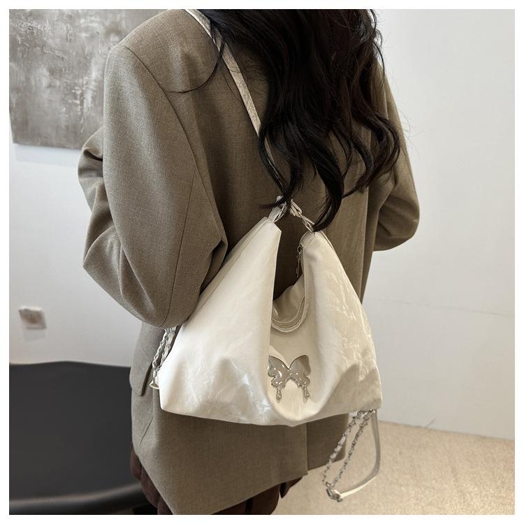 Women's Faux Leather Butterfly Backpack 2026 New Chain Shoulder Crossbody Bag Large Capacity Student School Bookbag