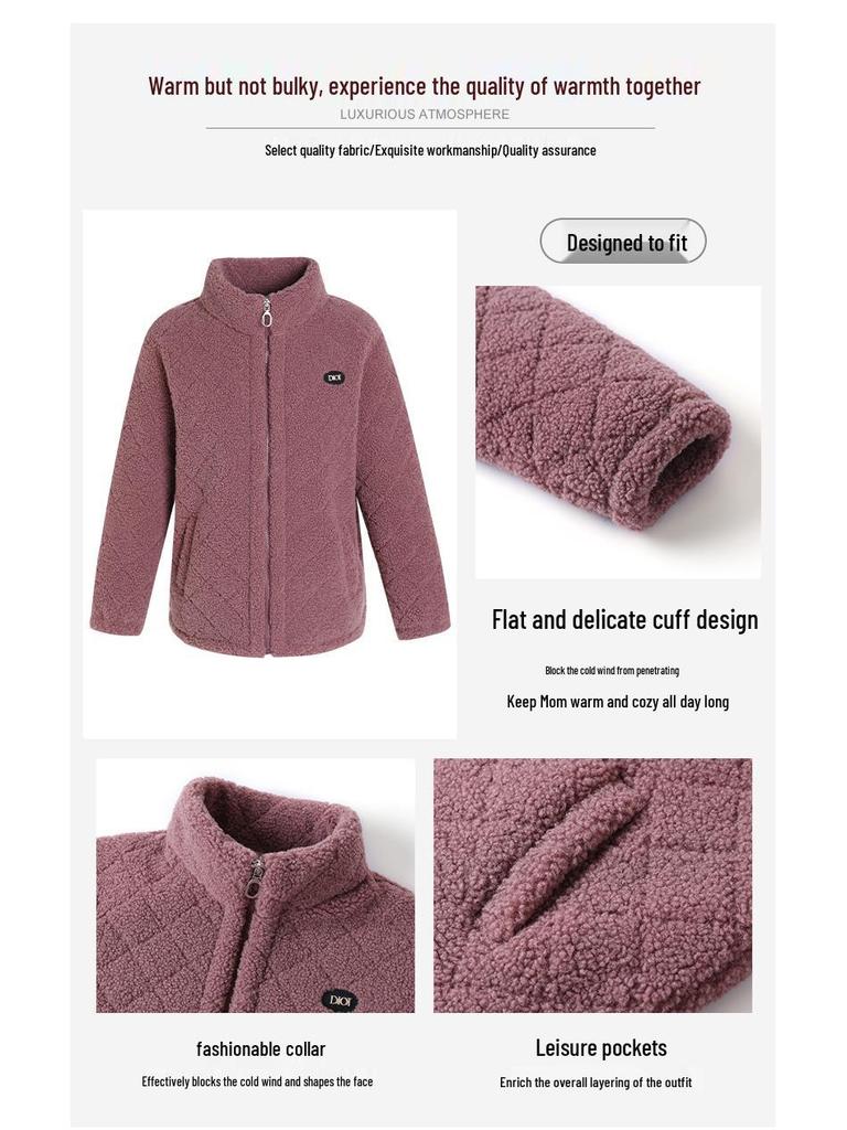 Mom's Autumn/Winter Velvet Hoodie: Thick, Short, Plus Velvet Jacket for Fashionable Middle-Aged and Elderly Women.