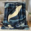 Orca Whale Oceanic Flannel Blanket Soft Lightweight All Season Throw for Sofa Bed Travel Marine Life Design Gift