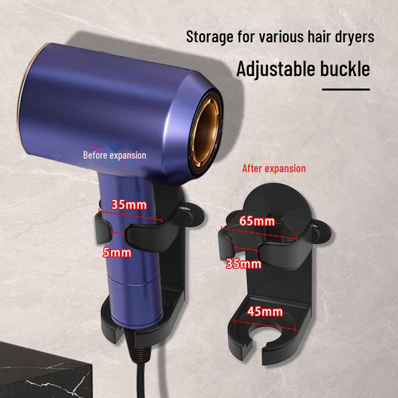 Punch-Free Multi-Function Wall-Mounted Hair Dryer Rack for Bathroom