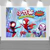 Cartoon Spider-Man and His Amazing Friends Photography Backdrop Custom Name Children's Birthday Party Decoration Backgro 523