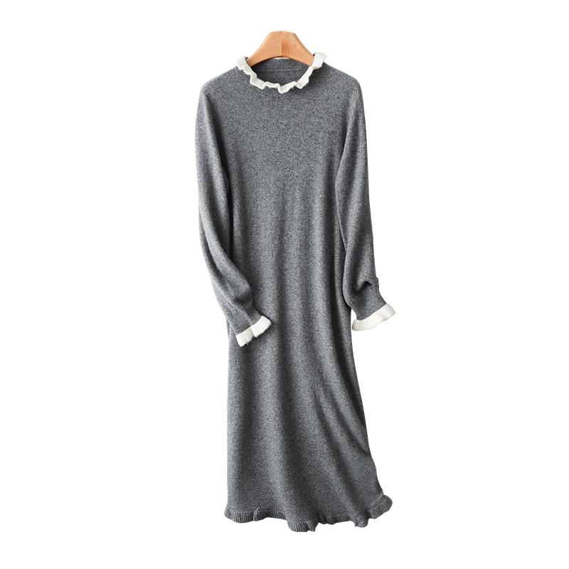 Women Sweater Dress 100% Wool TIDENOVEL Turtleneck Knit Long Pullover Winter Jumpers Wool Long Dress Female