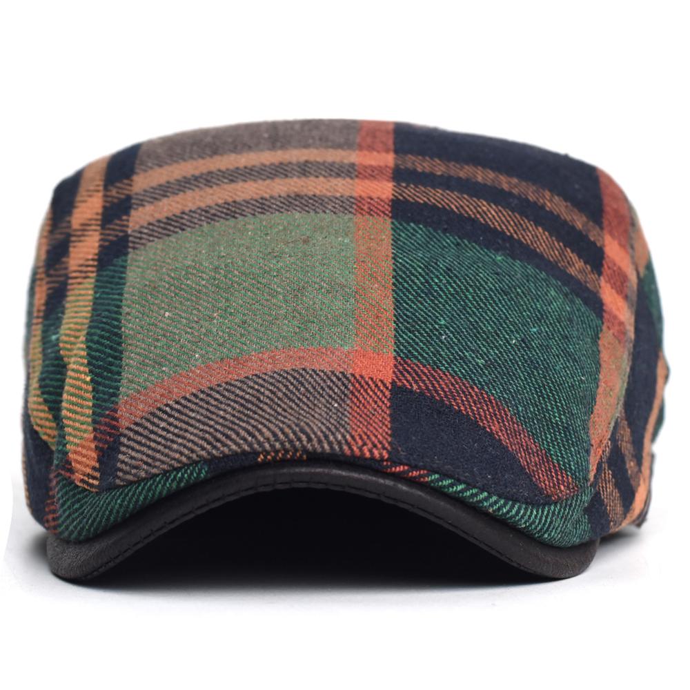 Plaid Newsboy Cap Men Women Four Seasons Vintage Casual Stripe Berets Gatsby Flat Hat Peaked Cap Adjustable