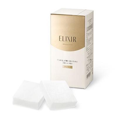 ELIXIR Radiant Glow Cotton Pads 60pcs, 55x70mm Natural Silk, Shiseido Skincare Puff