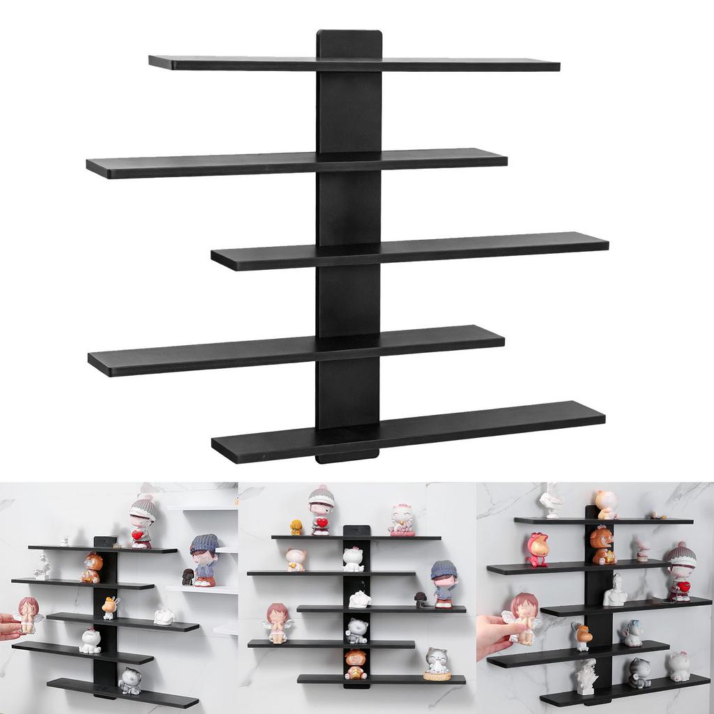 Floating Figurine Shelf Space Saving Wood Wall Figurines Decor Display Rack for Dolls Statues Ornaments