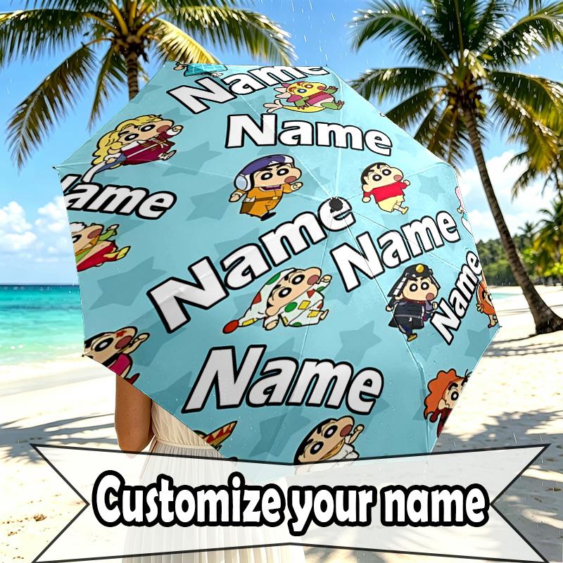 Custom Name Personalized Cartoon comics Print Umbrella, Auto Open Close, 8‑Rib Sturdy Frame, Commute Camping Hiking Use, Birthday Gift
