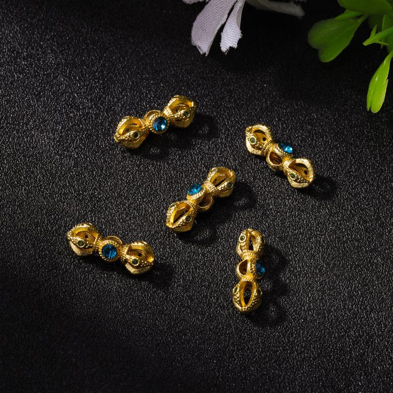 Gold Vajra Butterfly Spacer Beads with Gemstone Look and Strong Color Retention – Alloy Drip Oil Finish