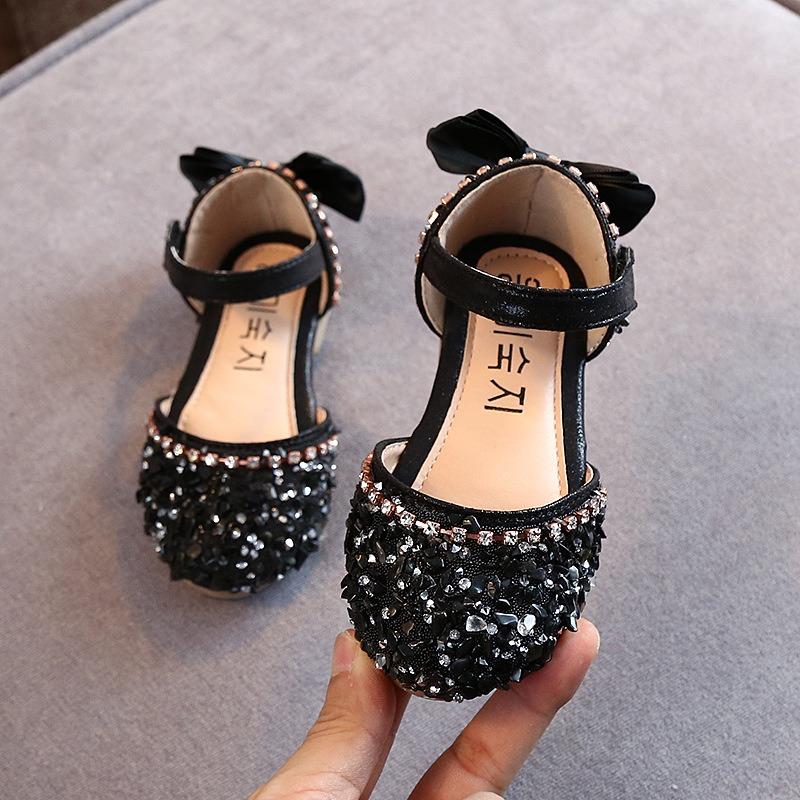 

Summer New Arrival Korean Style Rhinestone Soft-Soled Girls’ Sandals Princess Shoes Children’s Shoes Spring Girls’ Leather Shoes Trendy 21 чёрный