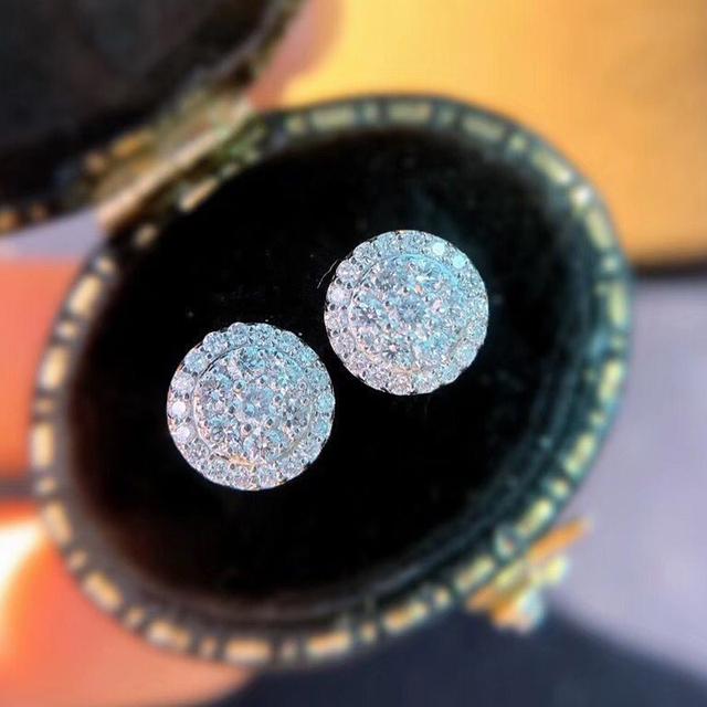 

Новые изящные серьги-гвоздики круглой формы для женщин, простые и классические женские серьги с белым фианитом