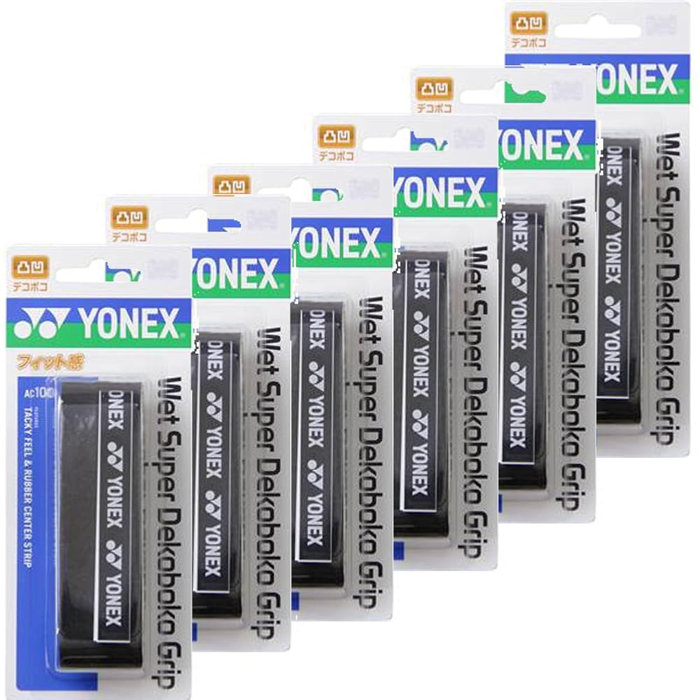 YONEX Wet Super Grip Black 6 Pack Tennis Racket Grip 1 Piece per Color