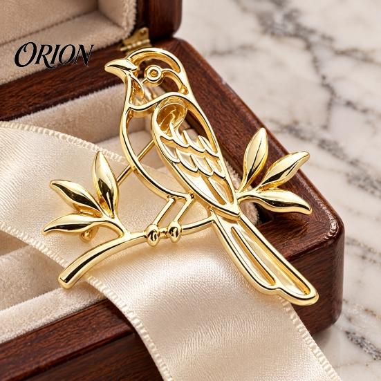 Rose Flower Brooch Hollow Metal Bird Brooch, Golden Silver Plated Lapel Shape Pin, Decorative Accessory for Suits Coats Dresses Bags Pin