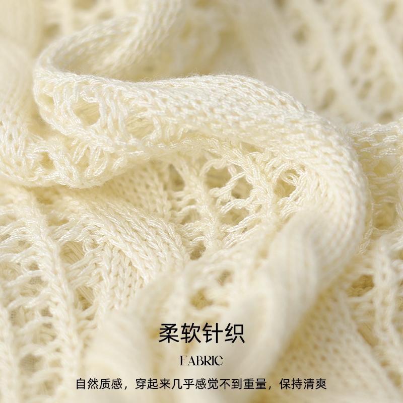 Summer [Light Gap Pleats] Hollow out Fried Dough Twists Knit Shirt Round Neck Sleeveless Blouse with Three Dimensional Texture Overlay