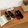 2025 New Autumn and Winter Retro Square Head Shallow Mouth Single Shoes Women's Flat Casual Versatile Women's Shoes Velvet Small Single Shoes