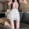 Spring 2026 Women's High-Waisted Ballet-Style Lace Trim Layered Skirt