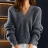 Women's Autumn and Winter V-neck Solid Colour Knitwear Tops Multicoloured Bottoming Shirt Pullover Sweater