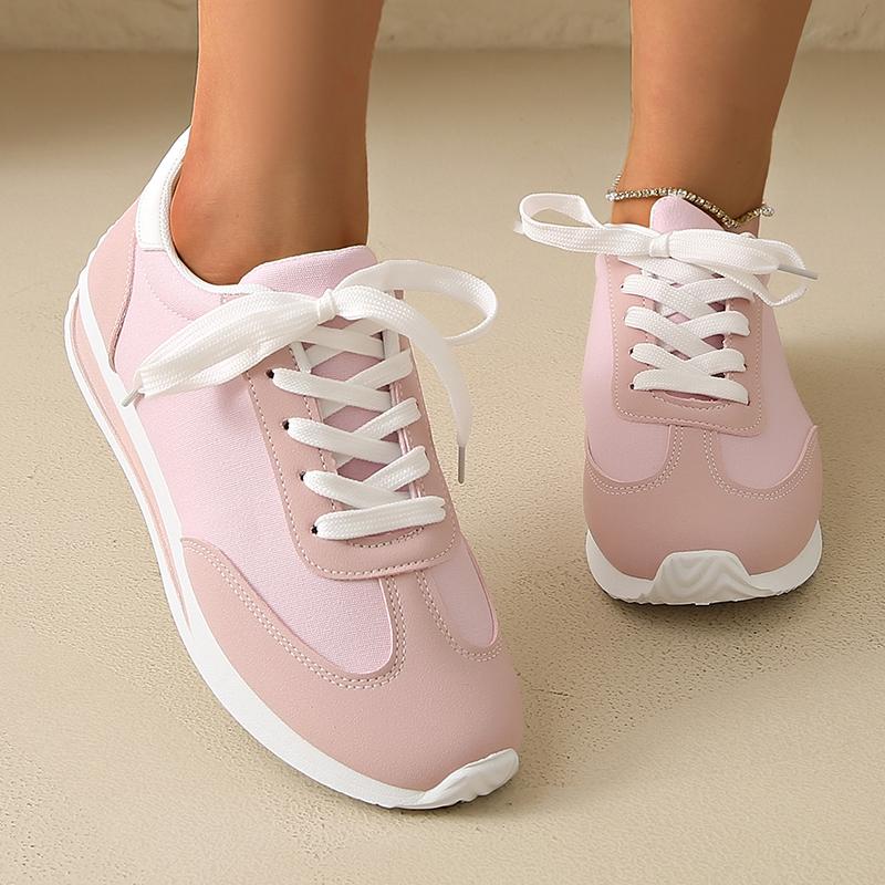 Fashion Speing Autumn Lace Up Pink Sneakers Women Comfort Patchwork Platform Sports Shoes Woman Lightweight Plus Size Soft Sole Flats 43