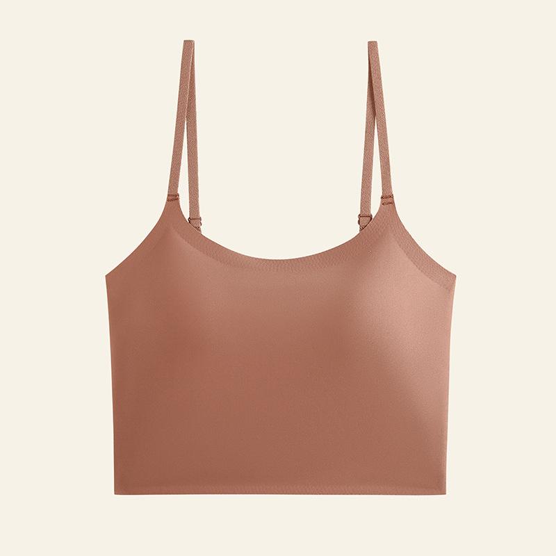 Seamless Ice Silk Spaghetti Strap Tank Top - Women's Slimming One-Piece with Beautiful Back Design