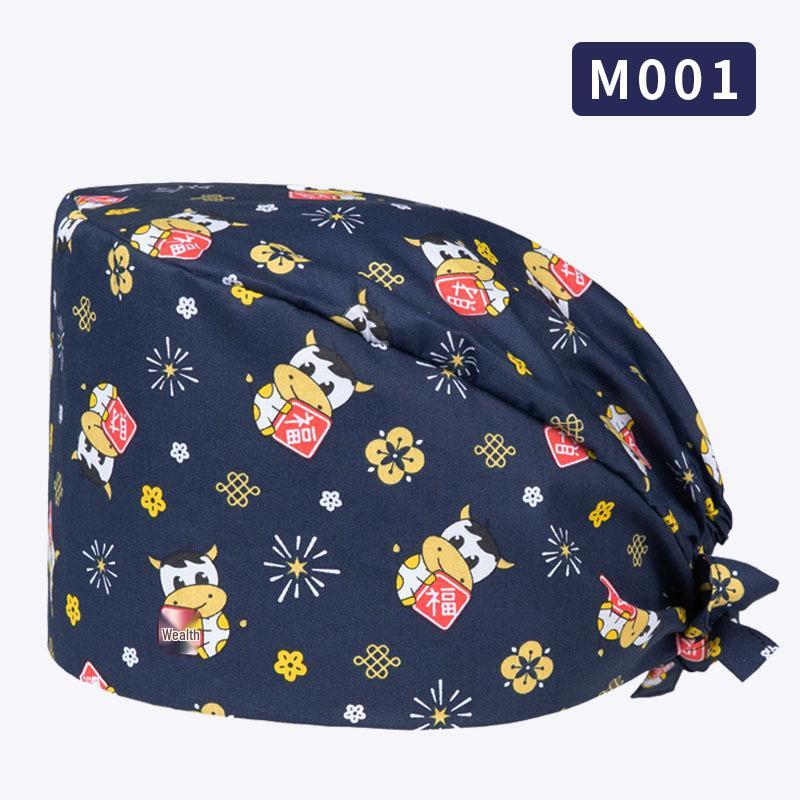 Unisex All-Cotton Printed Surgical Cap for Medical and Food Services