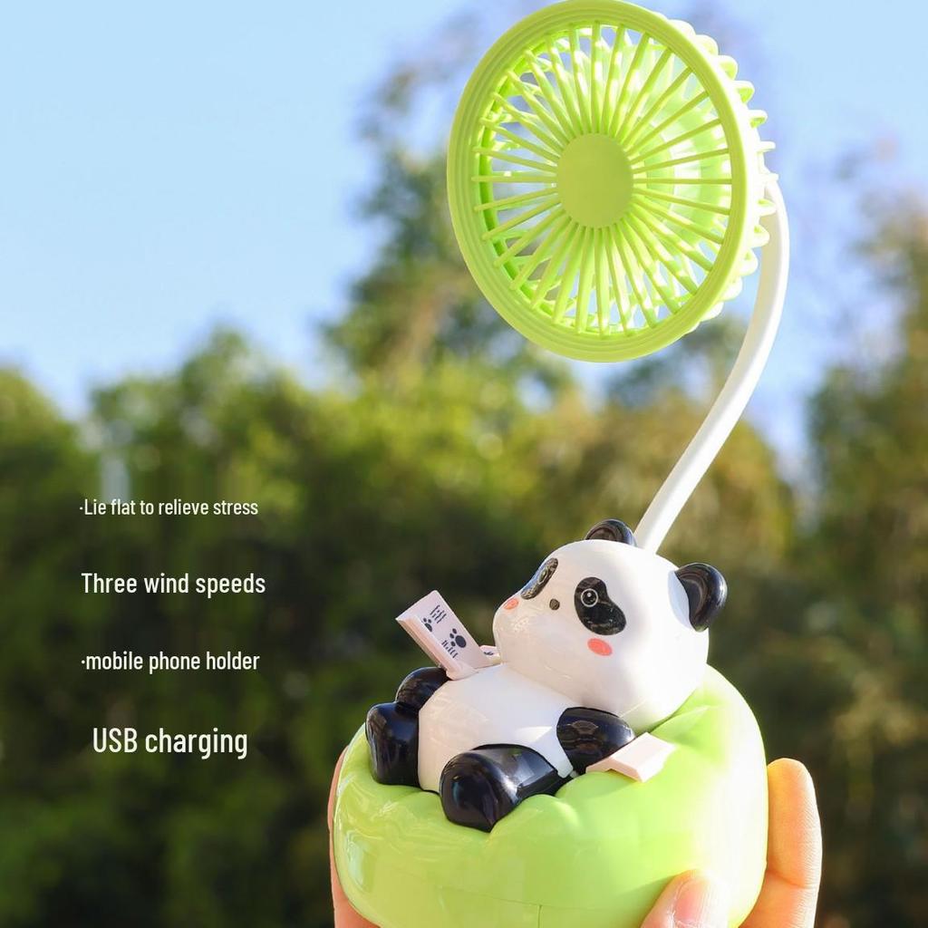 Portable Panda Cartoon Electric Fan for Summer Outdoor Travel