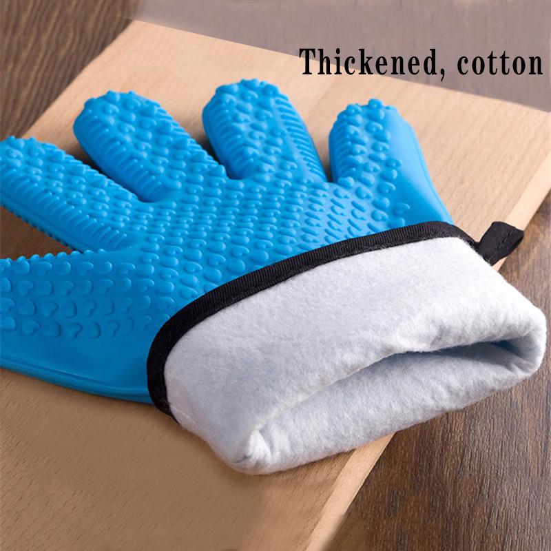 1-2Pcs Silicone Heat-Resistant Gloves Cooking Barbecue Gants Silicone Kitchen Microwave Mittens Grill Oven Anti-Scalding Mitts