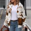 2025 Autumn/winter New Style, Hooded Jacket, Zipper Plush Jacket, Printed Cardigan Jacket, Winter Warm Jacket