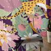 Leopard On Colored Flowers Tulle Sheer Window Curtains for Living Room Kitchen Children Bedroom Voile Hanging Curtain