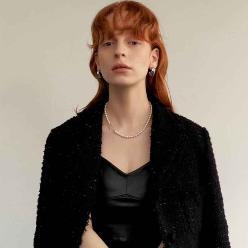 leeENoir Dot Toggle Pearl Necklace (2color)