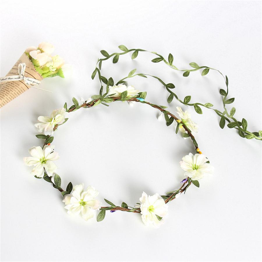 Neue Mode Böhmischer Kranz Haarband Blumenkrone Frauen langes Rattan Simulationsblume Stirnband Kopfschmuck Frühling Haarschmuck