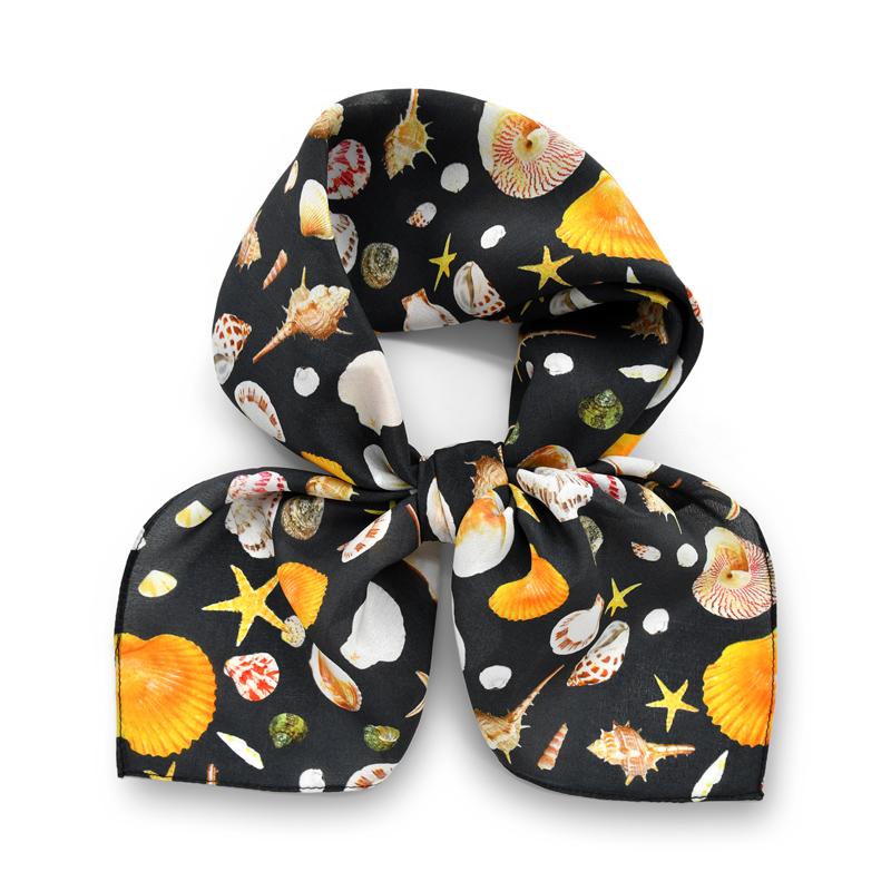 

Black shell 100% silk scarf female shawl wrap square thin scarves neckerchief crepe de chine silk luxury gift headband 62X62CM