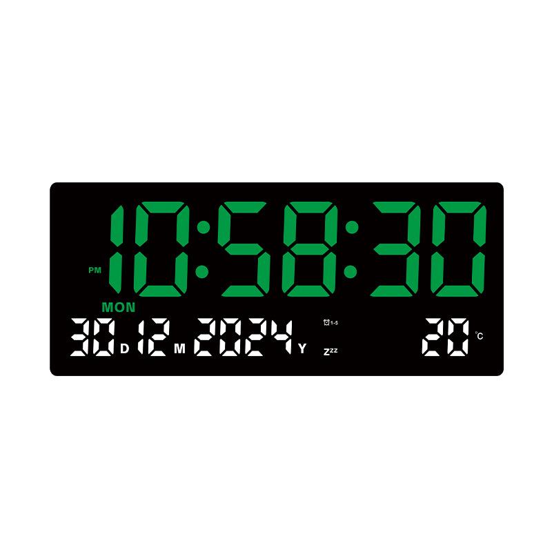

15-дюймовые большие светодиодные цифровые часы-будильник с временем/датой/неделей/температурой/тремя наборами будильников 12/24 ч. Регулируемая яркость Время повтора