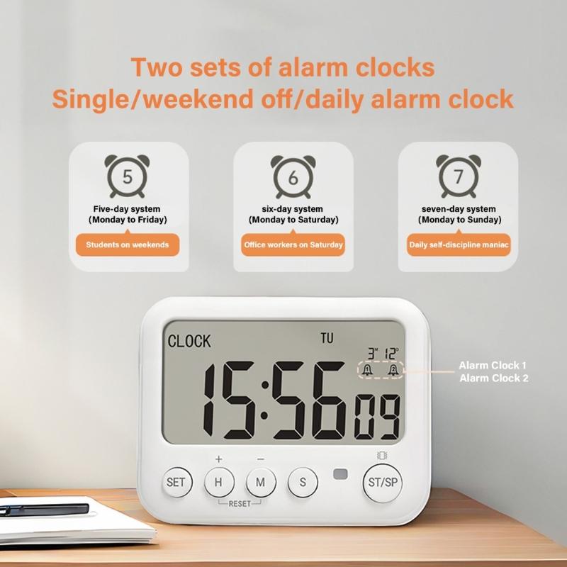 Multifunctional Digital Timers Small Reusable Countdowns Timers Large Display Mechanical Timers for Kitchen Gym Lab Use