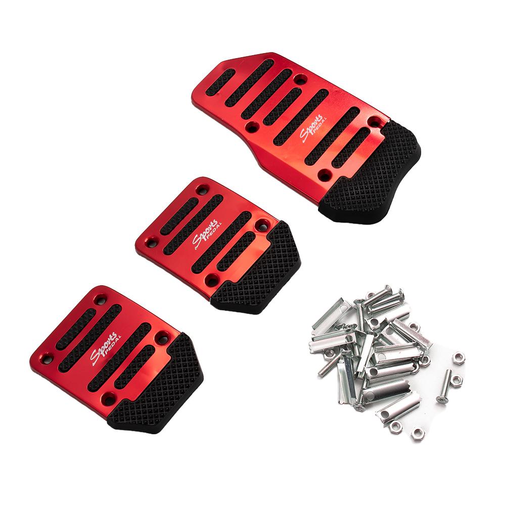 Car Clutch Brake Pedal Covers Set 3Pcs NonSlip Aluminium Alloy and PVC Material for Improved Foot Grip and Driving Stability China Mainland