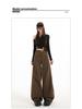 American Retro 2026 High-Waisted Wide-Leg Brown Jeans for Women