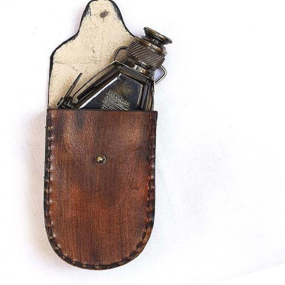 Mosiężny Mini Składany Teleskop Monokularowy z Pokrowcem Skórzanym – 10,16 cm