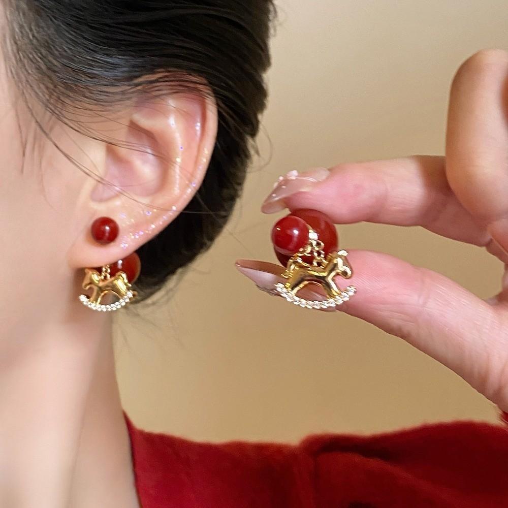 Bijoux de mode Boucles d'oreilles Zodiaque Cheval Boucles d'oreilles Pendantes Poney à Bascule Boucles d'oreilles Poney Cartoon Dame