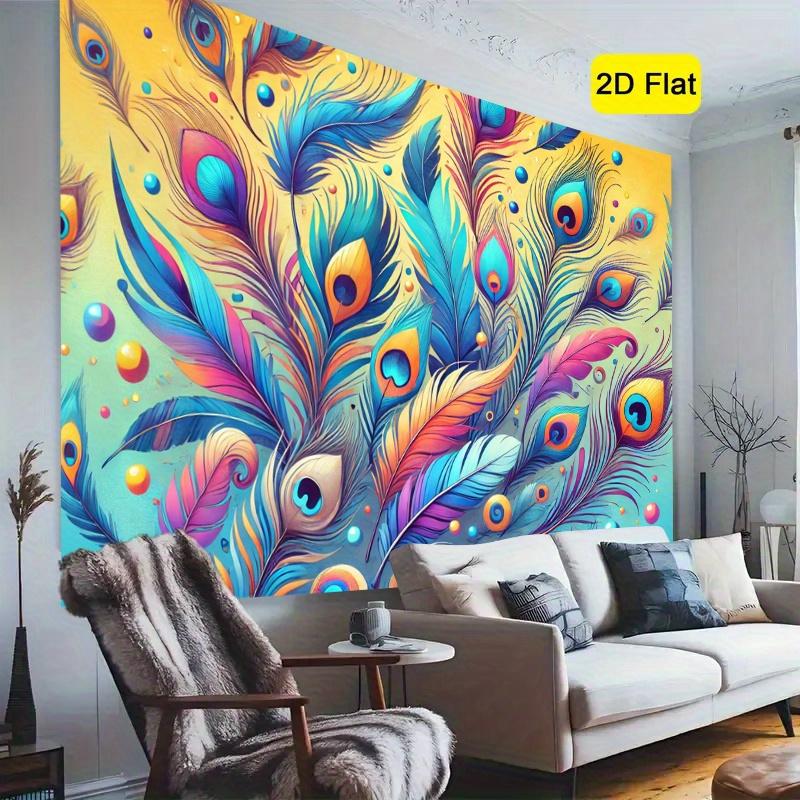 1piece of2D Flat Surfacewith Colorful Feather Pattern Polyester Photo Background Clothfor Festival Parties and Birthday Gifts
