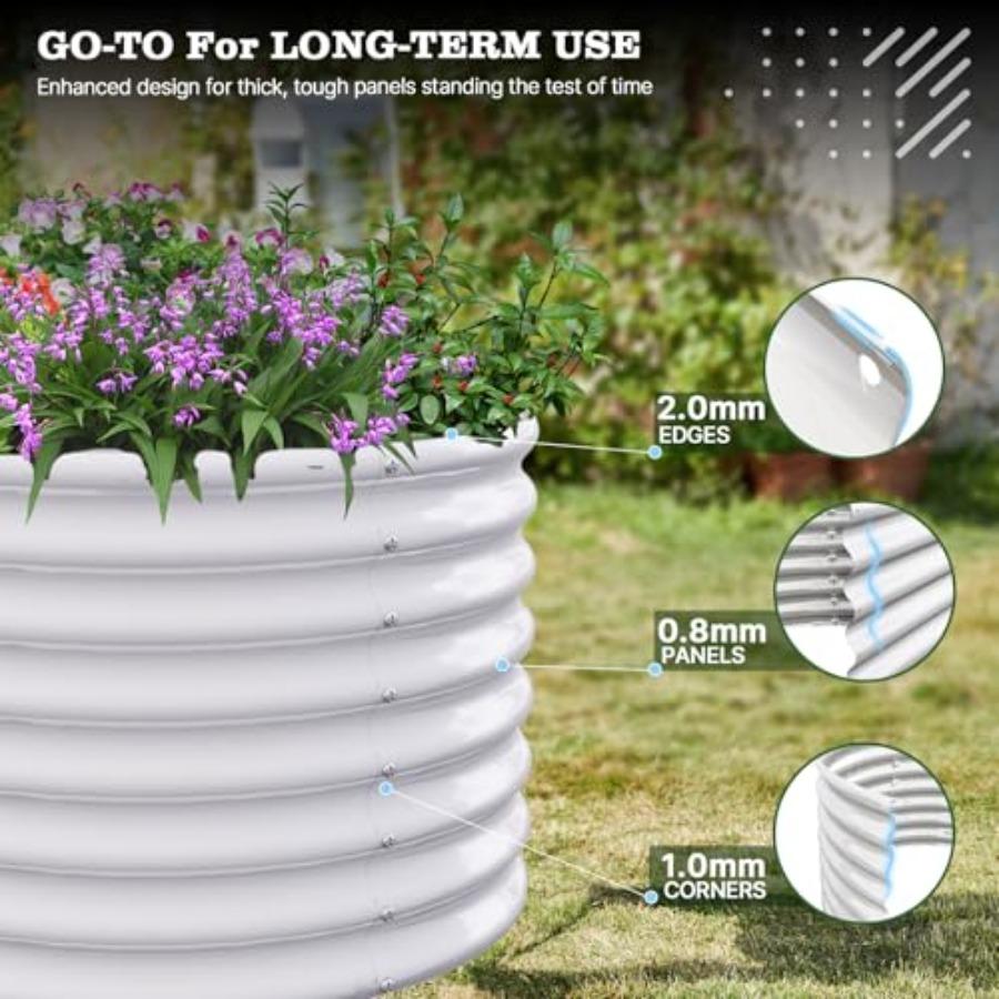 2-Pack 3ft X 24 Tall Galvanized Raised Garden Beds Outdoor Round Metal Planter Box for Planting Vegetables Flowers Herb Anti-Ru
