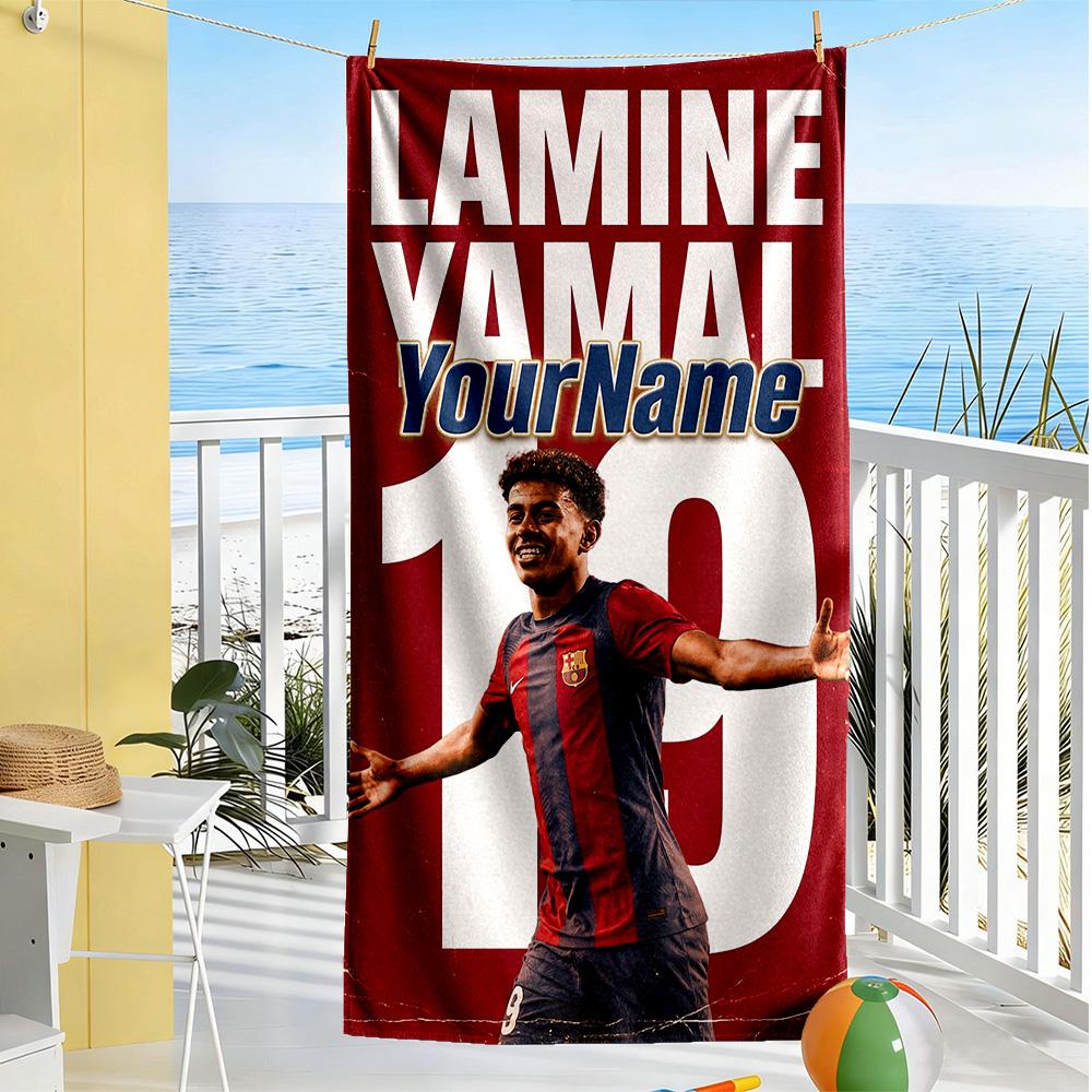 Messi Personalized Text Beach Towel Soft Durable Quick-Dry Suitable for Swimming Gym Camping Yoga Vacation