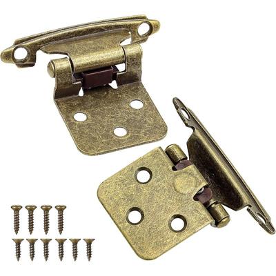 Cabinet Hinge Brushed Nickel for Kitchen Cabinet Doors (1 Pair-2 Pieces)-1/2"Covered (Variable)-Self-Closing Kitchen Cabinet Hinges Flush Mounting