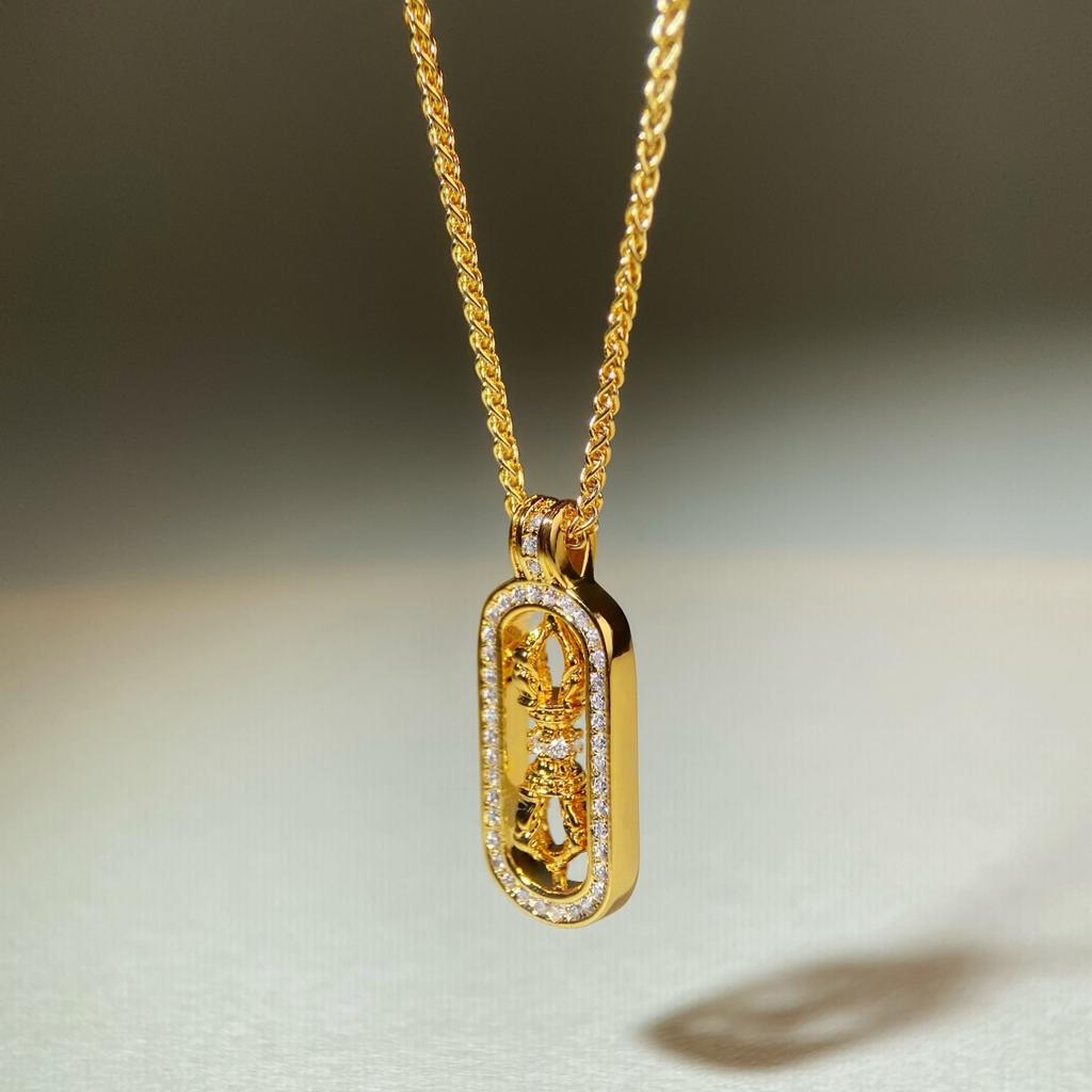 Luxury Real Gold Jewelry Certifid Ancient Pixiu Necklace Pure Gold Rotating Vajra Pendant Necklace