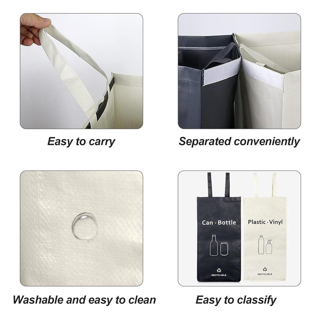 Recycling Bin, Separate Large Recycle B for Kitchen - Indoor Home Trash Bin, Recyclable Waste Trash Sorting Organizer, Durable, Washable, Affordable