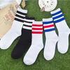 New Men/Women 3 Three Stripes Cotton Socks Retro Old School Skate Long Short White Black Winter Cool