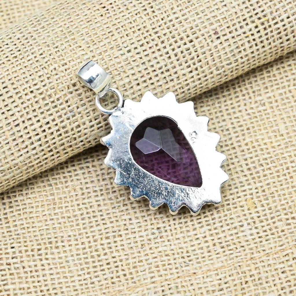 Amethyst Gemstone Handmade 925 Sterling Silver Adorable Pendant For Thanksgiving Gift