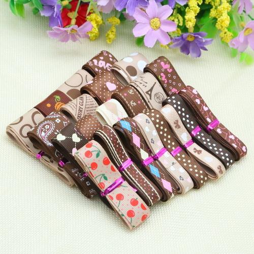 Mix 12Yards Grosgrain Satin Ribbon Cartoon Tape Colorful for Wedding Party Christmas Decoration DIY Sewing Gift Accessory Craft